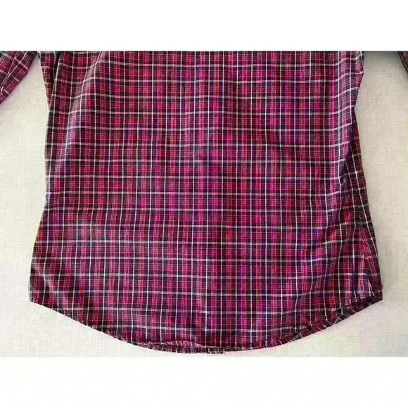 Wrangler Mens Sz M Plaid Snap Shirt Navy Cotton Country Western Ranch Farm - Picture 12 of 14